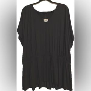 Lane Bryant Peplum Blouse Black Elastic Waist Flowy Size 22/24